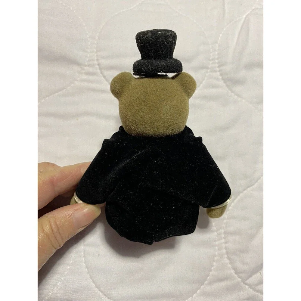 Gund Teddy Bear Miniature Jointed With Black Tails Tuxedo Vintage HTF